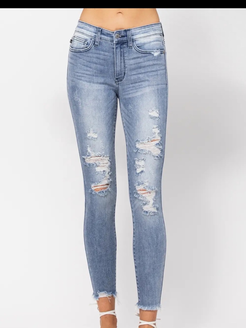 Judy Blue Mid-Rise Skinny Destroyed Jeans Size 15